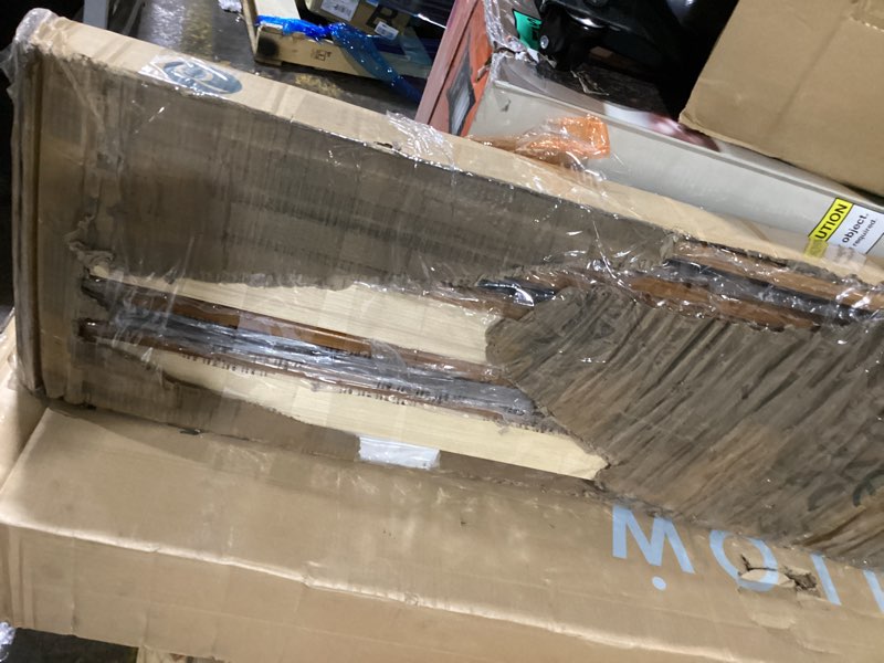 Condition photo showing As Is for ZINUS Ellie 14 Inch Queen Bamboo Platform Bed Frame, Wood Slat Support, No Box Spring Needed, Easy Assembly, Brown Brown Queen Sustainable Bamboo