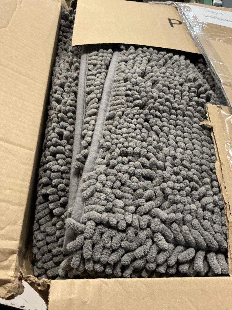 Condition photo showing As Is for muddy mat® | super absorbent door mat indoor, microfiber quick dry chenille entryway rug, non-slip front door mat, indoor mats for entryway, machine washable pet rug, grey xxxl 72"x48" grey 48" x 72"