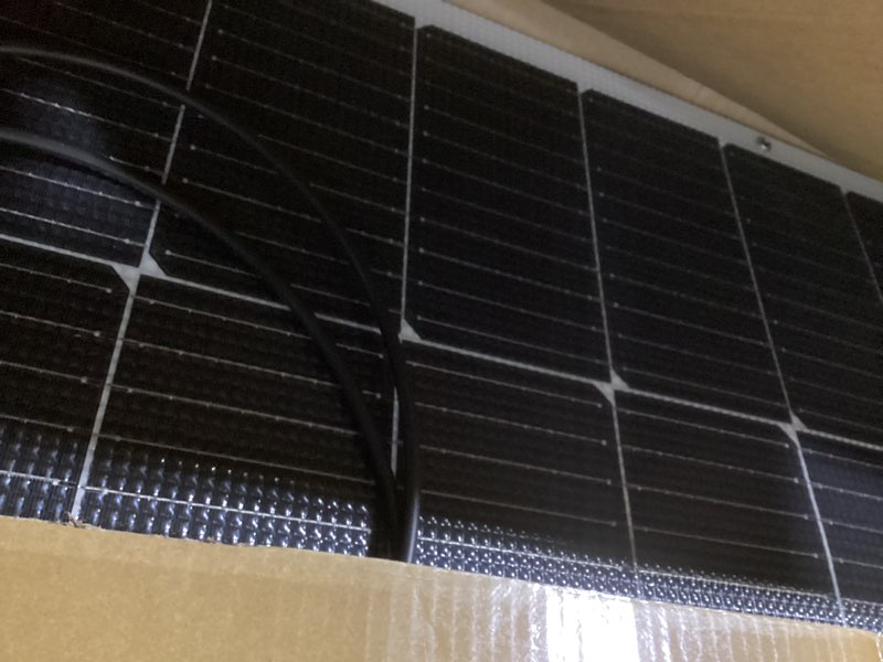Condition photo showing As Is for 100w 12v flexible solar panel 9bb monocrystalline cell 12 volt semi-flexible for marine rv trailer boat cabin van car uneven surfaces 12v battery charge