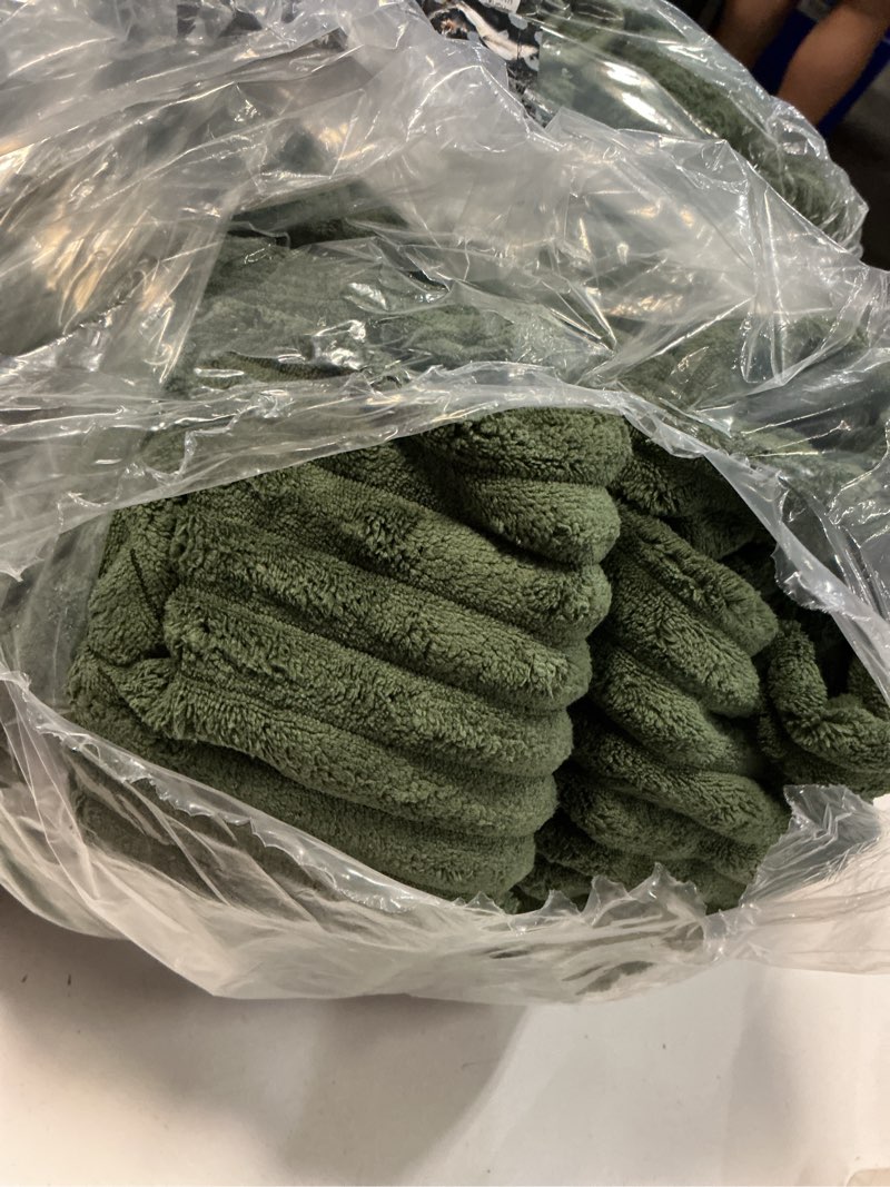 Condition photo showing As Is for extra large bath towel set of 6 (40"x80"),oversized bath sheet super soft highly absorbent microfibers quick dry luxury shower towel for bathroom spa gym hotel yoga (olive green, 6piece) olive green 6piece towel set