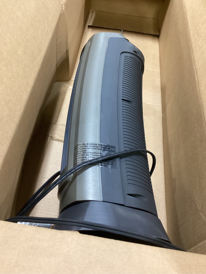 Condition photo showing As Is for Lasko Oscillating Digital Ceramic Tower Heater for Home with Adjustable Thermostat, Timer and Remote Control, 23 Inches, 1500W, Silver, 755320 Silver Heater