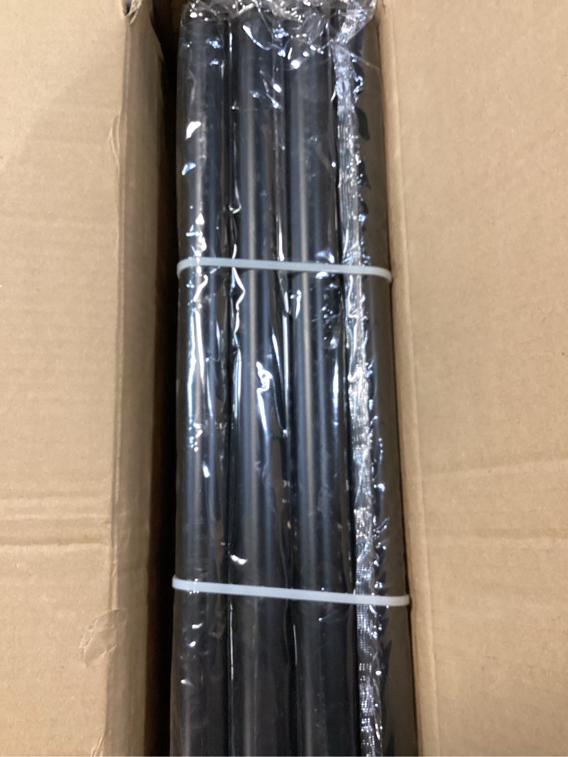 Condition photo showing New/Like New for 2-pack heavy duty curtain rods for windows 66 to 120 inch, 1 inch pole adjustable black curtain rod with easy installation and modern design, decorative drapery rods with finials