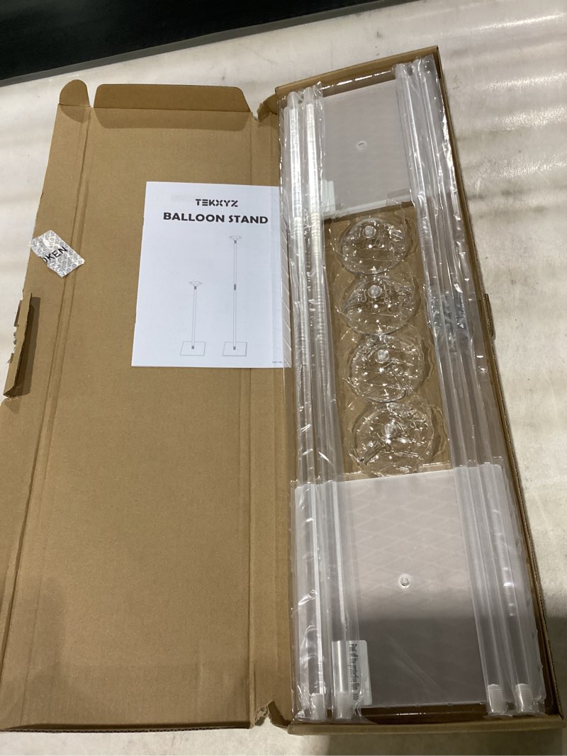 Condition photo showing Good Condition for tekxyz 23.6 inch height clear acrylic balloon stand for table centerpiece decoration, set of 4 23.6inch 4 pack