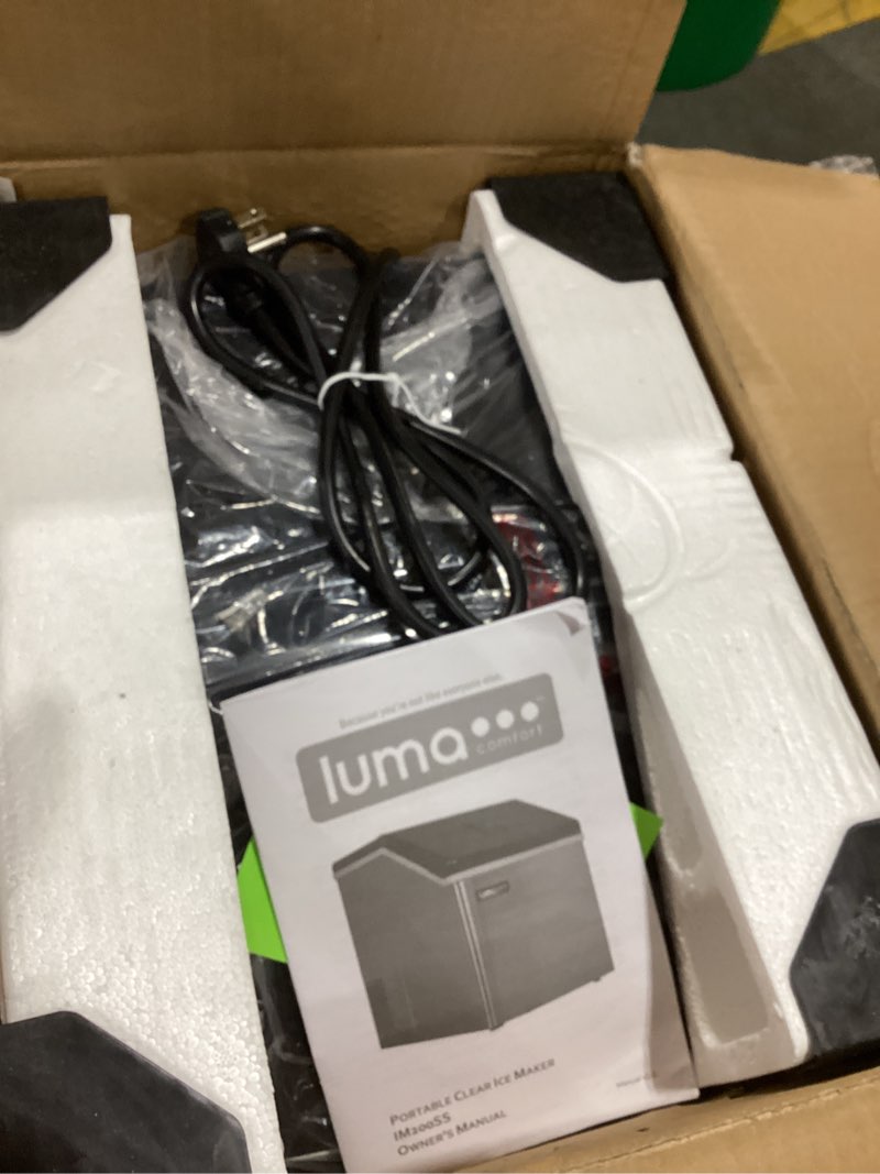 Condition photo showing Good Condition for luma comfort clear ice cube maker machine | first cubes in 15 minutes, 40 lbs. of ice in 24 hours | countertop portable design in stainless steel - im200ss stainless steel 40 lbs. per day