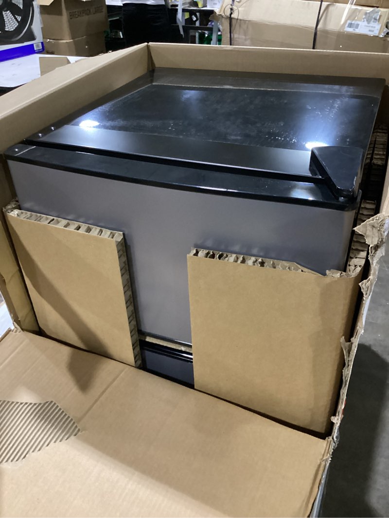 Condition photo showing Good Condition for mainstays 3.2 cu ft 2-door compact refrigerator with freezer, stainless steel, mini fridge for dorm, apartment & office