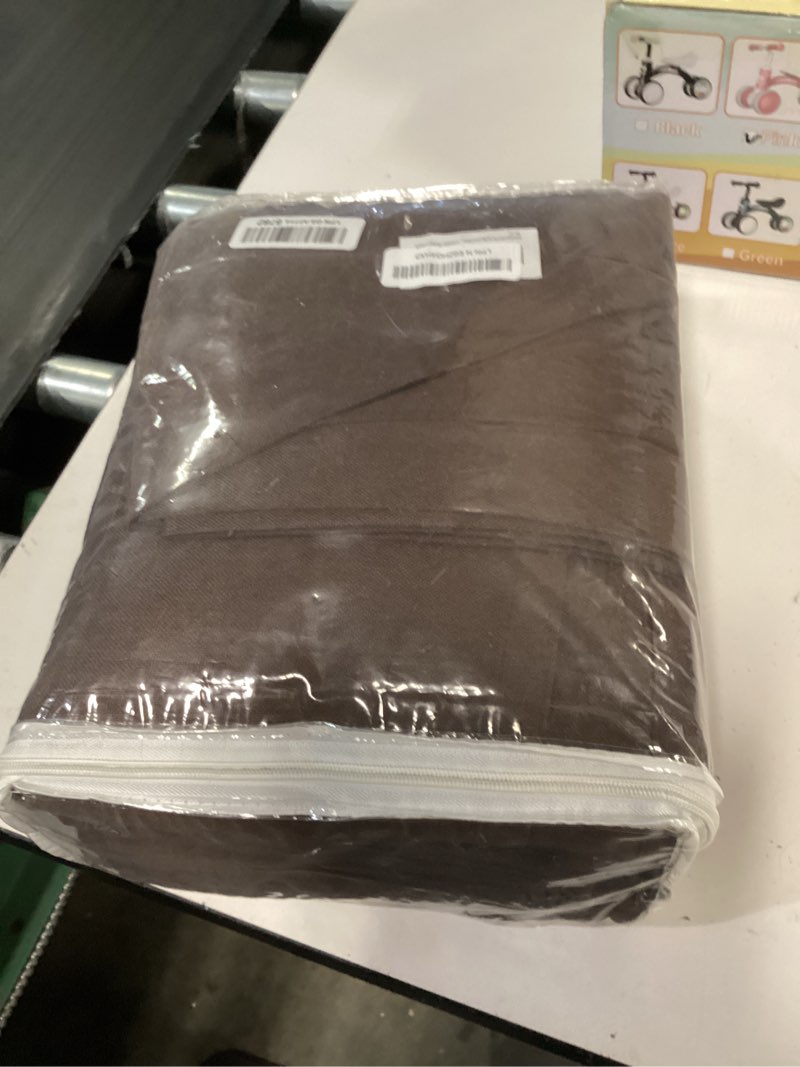Condition photo showing Good Condition for brown blackout pleated look curtains 102 inches long 8.5 ft length for patio sliding door living room, 100% light blocking linen textured curtains 72 wide 2 pcs back tab rod pocket hook belt brown 72"w x 102"l (pack of 2)