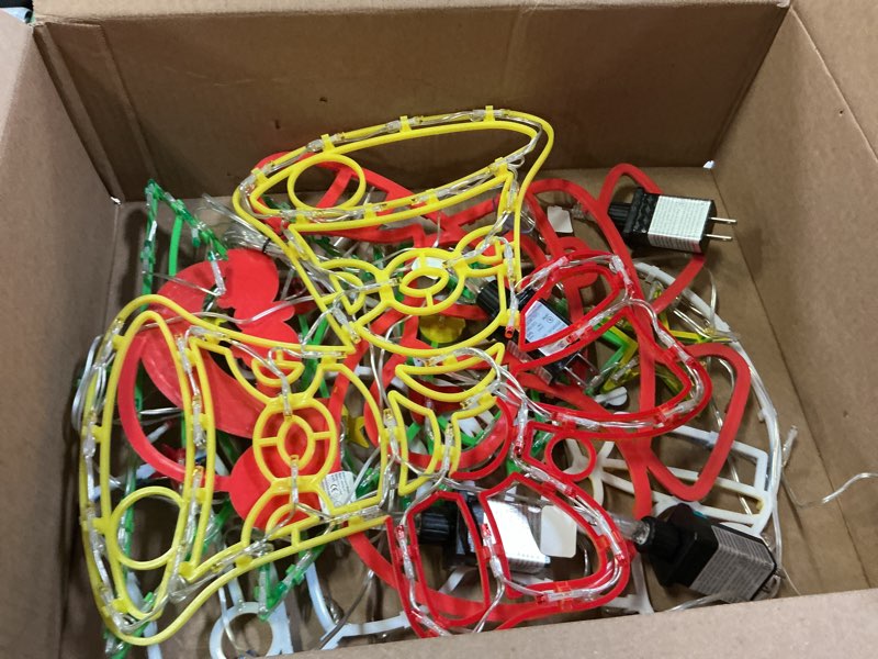 Condition photo showing As Is for Christmas Decorations - 16" Christmas Window Silhouette Lights - 4 Pack Colour Lighted Christmas Tree ? Snowman ? Santa ?Bell for Holiday Indoor and Outdoor Wall Door Window Decorate