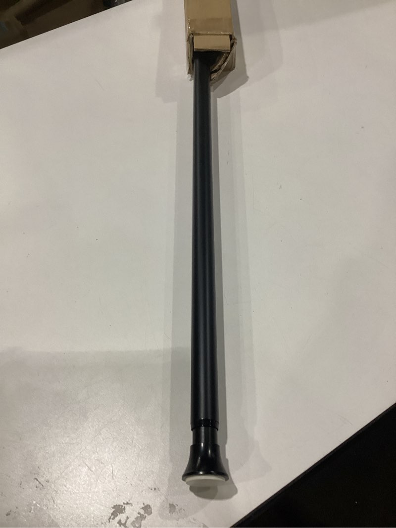 Condition photo showing Good Condition for amazon basics no drill adjustable sturdy spring tension curtain rod, 54-90", black, classic finial black 54-90" indoor