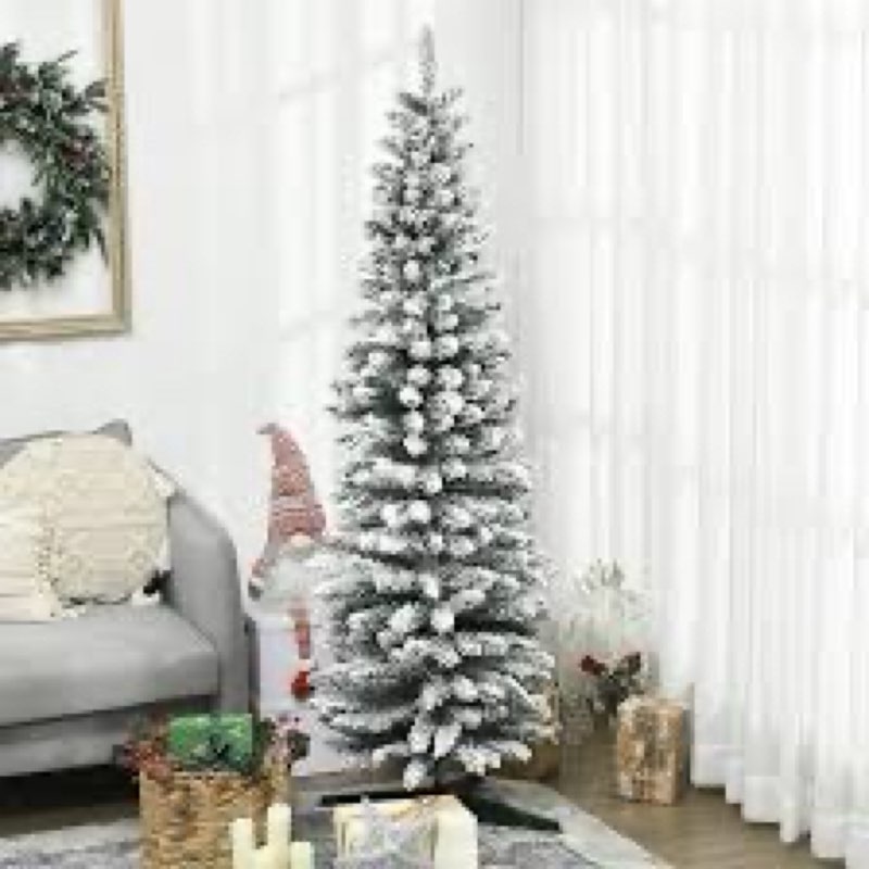 6FT Artificial Slim Christmas Tree, Pencil Christmas Tree UV Resistant Outdoor & Indoor Xmas Decor w