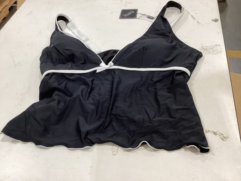 Condition photo showing Good Condition for zaful women's tankini swimsuits v neck tummy control bow color block two piece swimsuit bathing suit 1-black xx-large