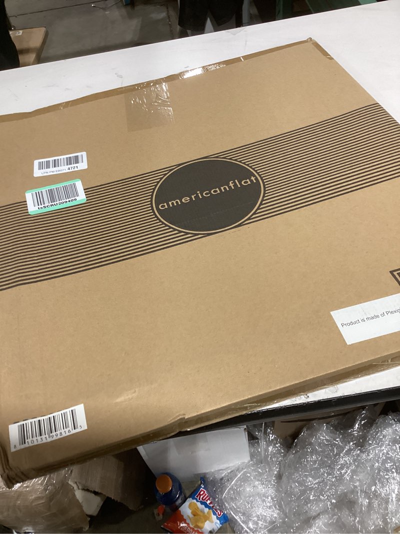 Condition photo showing As Is for Americanflat 20x20 Picture Frame with Polished Plexiglass - Use as 8x10 Frame with Mat or Display 20x20 Photo Without Mat - Streamline Collection - Thin Border Square Frames for Wall Display - Black Black 20x20 with 8x10 Mat White Mat