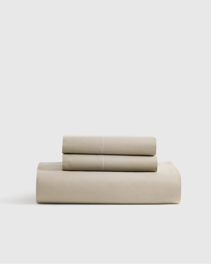 organic crisp percale fitted sheet set solid: toffee size: king