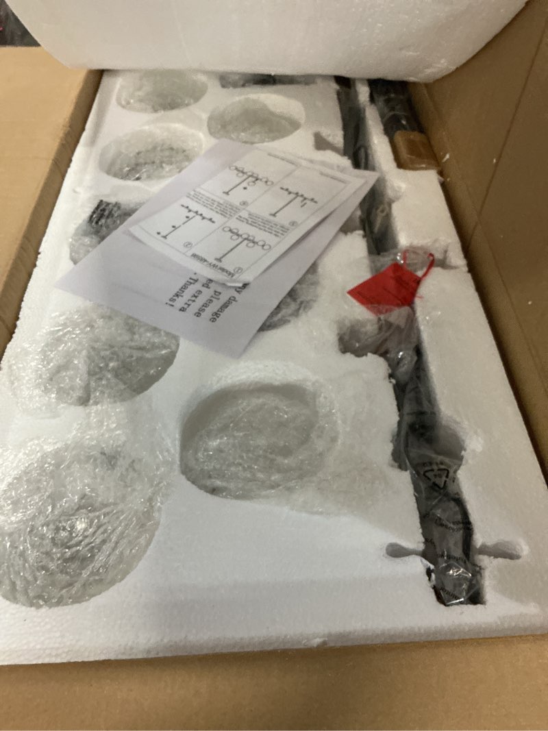 Condition photo showing New/Like New for linear chandeliers for dining room, 8-light clear swirled glass globe 37" mid century modern sputnik chandeliers bubble chandelier black dining room chandelier pendant lights kitchen island 37inch black&clear swirled glass