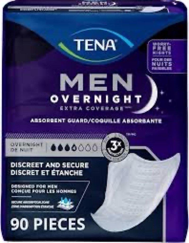 tena incontinence guards, overnight absorbency & advanced odor protection, incontinence guards for m