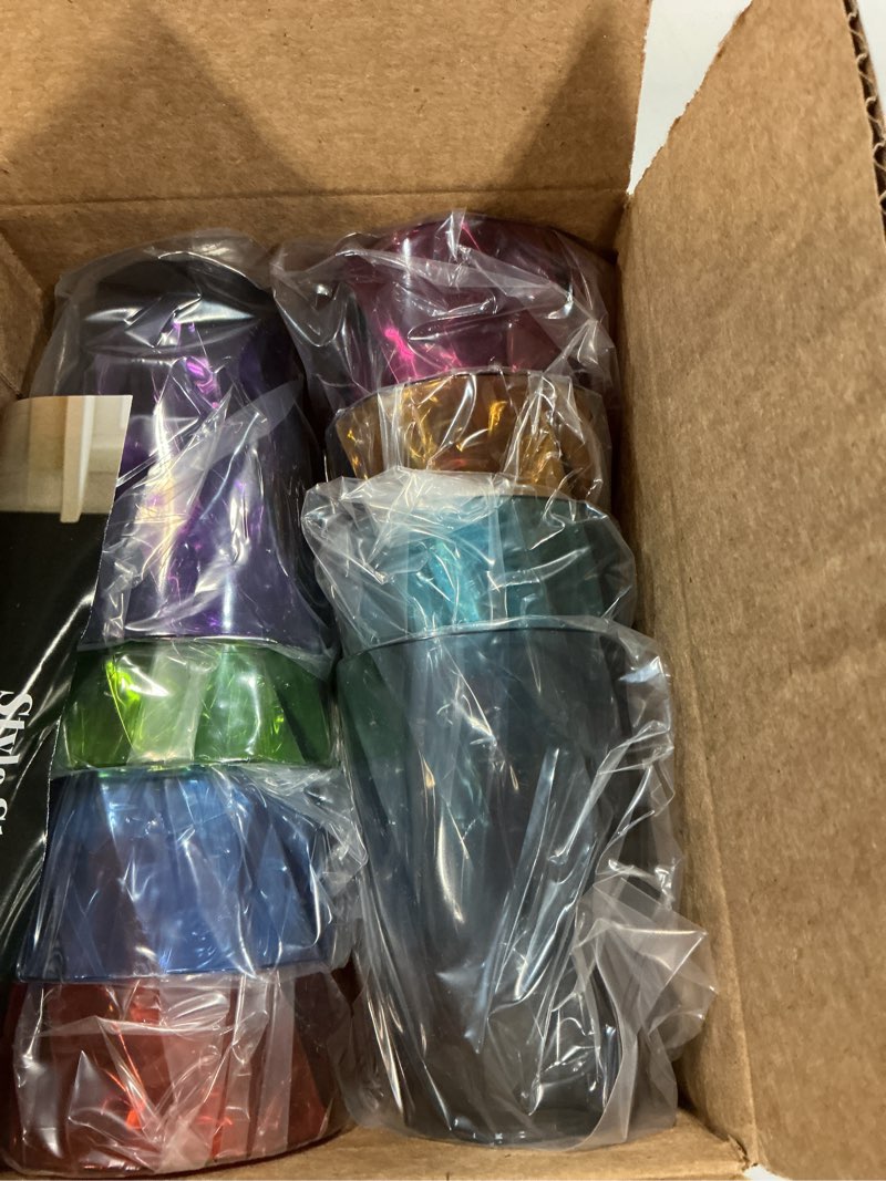 Condition photo showing New/Like New for US Acrylic Optix Mini Plastic Reusable Drinking Glasses (Set of 8) 8oz Juice Cups in Jewel Tone Colors | BPA-Free Tumblers, Made in USA | Top-Rack Dishwasher Safe 8-ounce