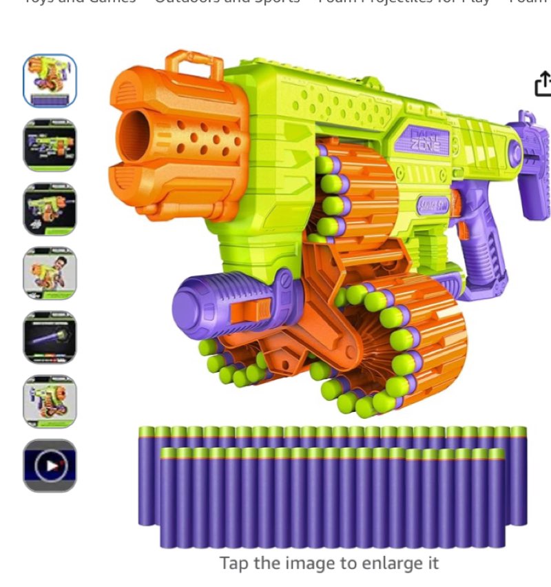 dart zone savage spin - semi-automatic foam dart gun - 45-dart triple drum motorized foam dart gun - nerf compatible soft bullet toy gun for kids with 90 darts - aka adventure force gun - 80-foot range
