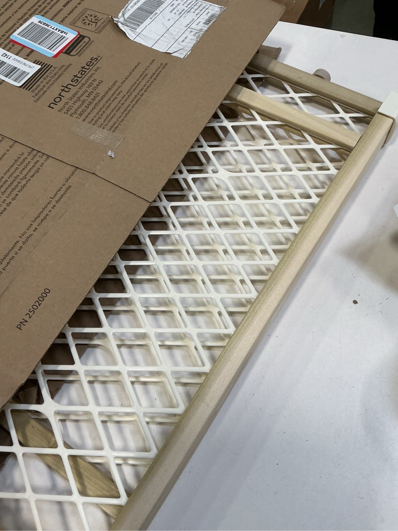 Condition photo showing Good Condition for Toddleroo by North States - Diamond Mesh Wooden Baby Gate: Pressure Mounted Baby Gate for Doorways -