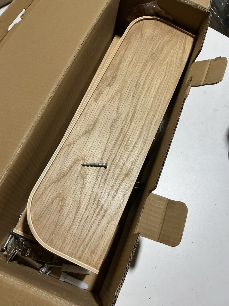 Condition photo showing As Is for Kazai.® 18.5 inches Floating Shelves for Wall 'Toke' | Set of 3 Small Mounted Wooden Shelf Units | Modern Wall Decor & Storage for Living Room, Bathroom, Kitchen, Bedroom & More | Oak Oak 18.5" x 5.1" (Set of 3)