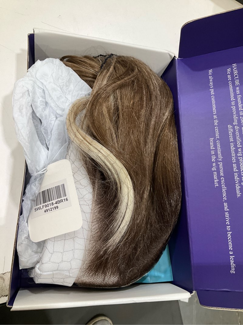 Condition photo showing Good Condition for haircube 13x6 hd lace front wig for women, 16-inch heat resistant synthetic wavy hair, shoulder length glueless lace wigs for daily, party&date (blonde balayage) 13*6 lace #tt6/166