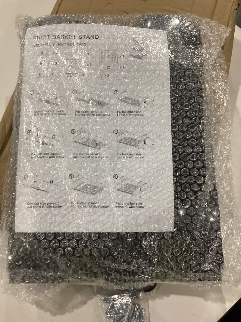 Condition photo showing New/Like New for Bamboo Fruit Basket l 3 Tiered Design l Large Capacity l Multipurpose Functionality for Convenient Fruit l Vegetable Storage on Your Countertop l Black… similar to stock photo