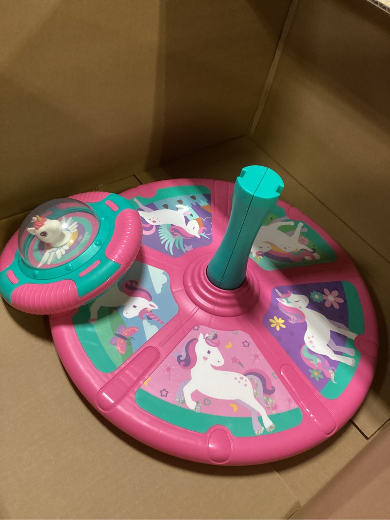 Condition photo showing As Is for Lehoo Castle Unicorn Sit and Spin Toys for Toddlers 1-3 Girls, Toddler Sit n Spin with Lights and Music, 360°Spinning Seat for Body Balance Training, Sensory Toys Birthday Gift for Kids 2-4 Pink