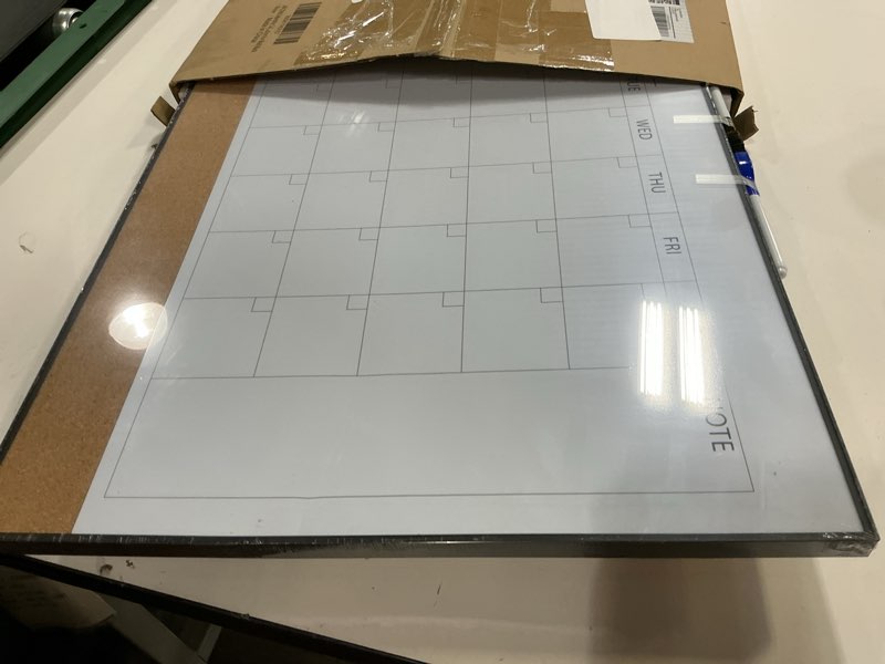 Condition photo showing Good Condition for arcobis dry erase calendar with cork board for wall, 24"x 18" magnetic calendar whiteboard with black frame, monthly combination board for school, home, office black 24" x 18" with cork