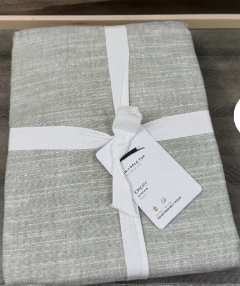pottery barn emery linen/cotton curtain drape 50”x84” eucalyptus cotton lined ob