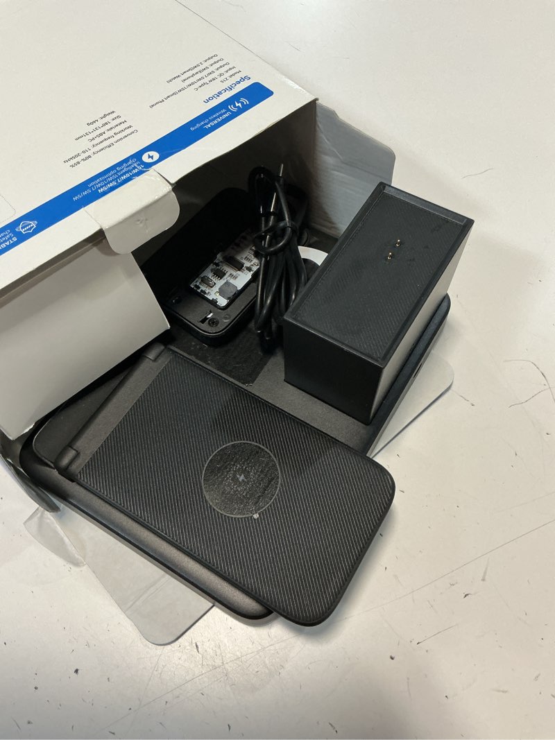 Condition photo showing As Is for 6-in-1 wireless charging station, charger stand for apple multiple devices, for iphone 17 16 15 14 13 12 pro max watch airpods, wireless charger iphone charging station with night light/alarm clock