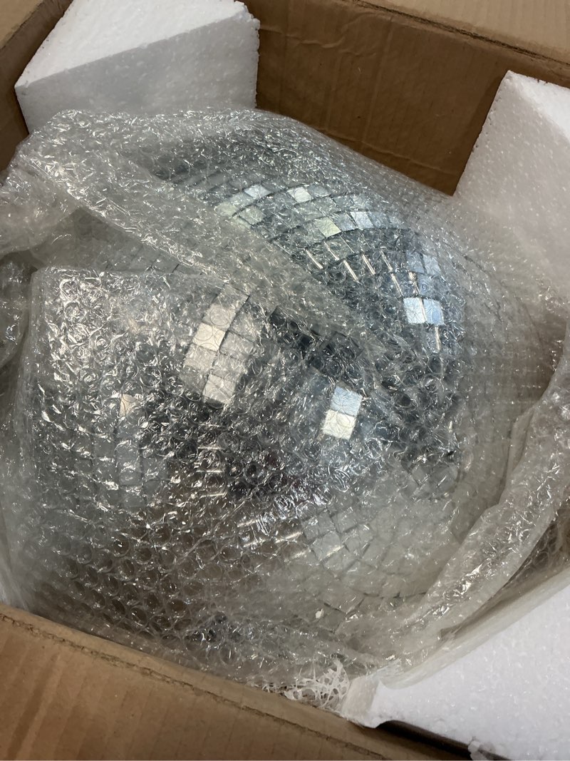 Condition photo showing Good Condition for 16 inch disco ball decor mirror ball hanging for party decration dj club stage bar wedding, silver