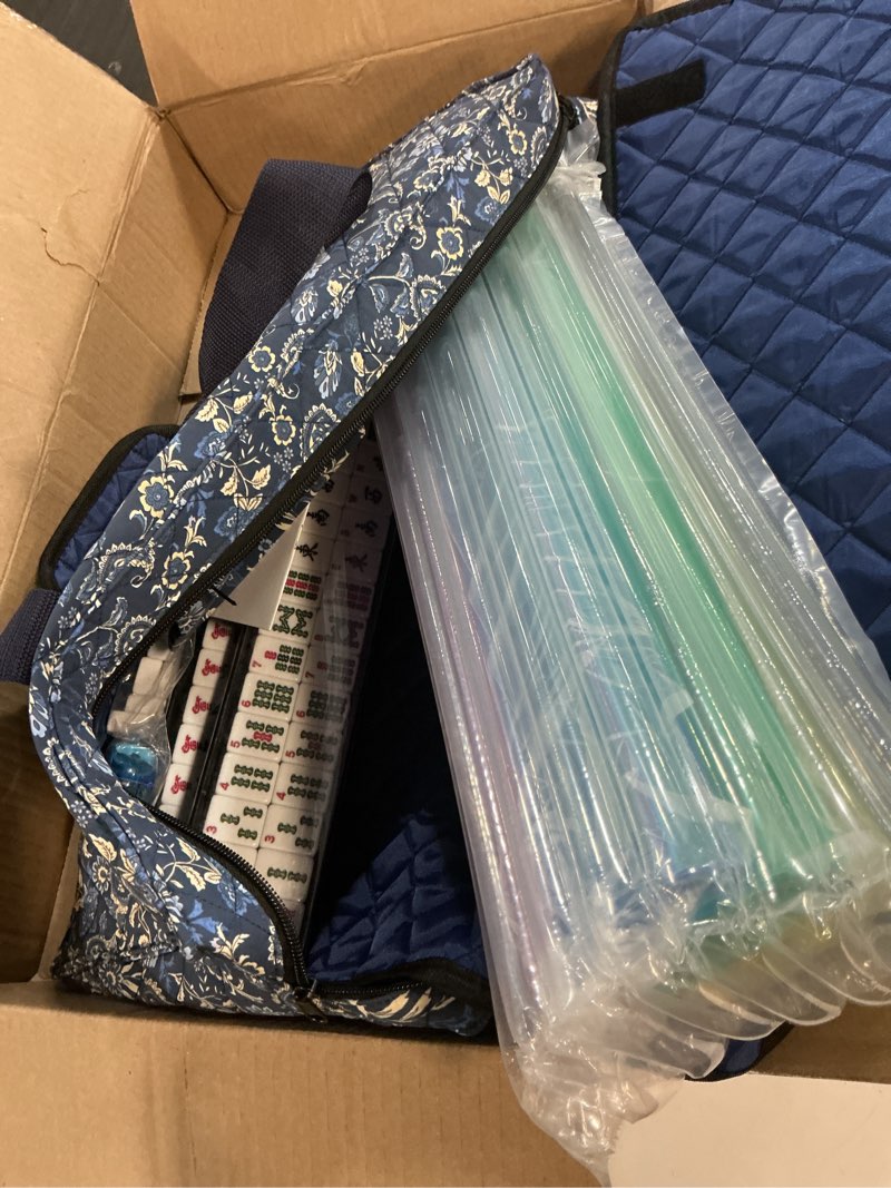 Condition photo showing Good Condition for American Mahjong Set with Blue Carrying Bag, 166 White Tiles, 4 All-in-One Rack/Pushers, Mahjong Tiles Set (Ma Jong, Mah-Jongg, Majiang)