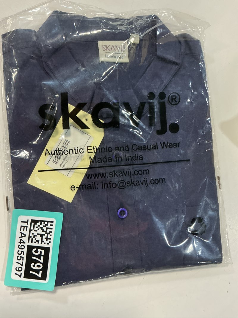 Condition photo showing New/Like New for skavij men’s pure cotton short kurta with chest pocket - solid eid & ramadan ethnic tunic large blue. size l