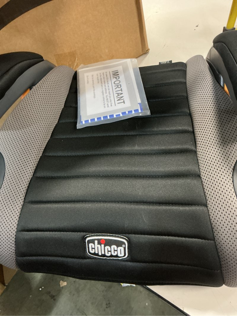 Condition photo showing Good Condition for chicco gofit backless booster car seat without latch attachment, travel booster seat for car, portable car booster seat for children 40-110 lbs. | shark/black/grey gofit shark/black/grey