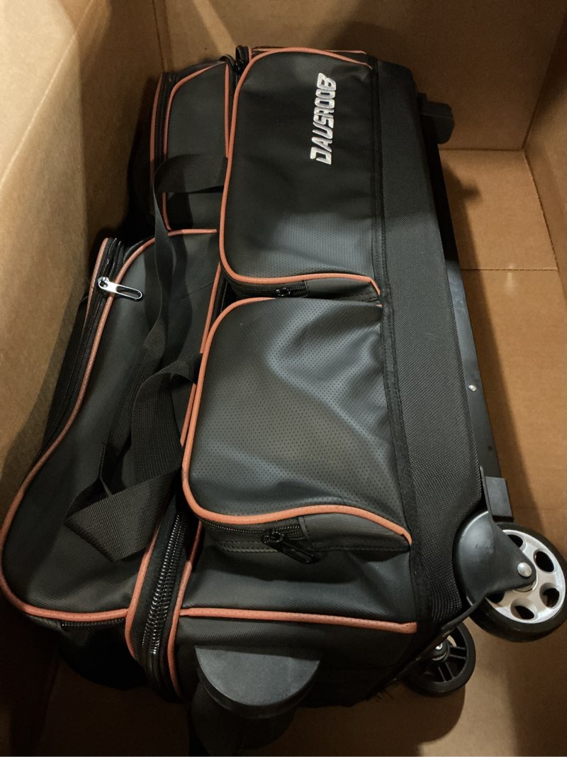 Condition photo showing Good Condition for 3 Ball Bowling Bags with Wheels, Bowling Bags 3 Ball Roller - 900D Oxford Waterproof PU, Bowling Bag with Multi-Separate Storage Pockets & Retractable Handle Extends to 40'' Black