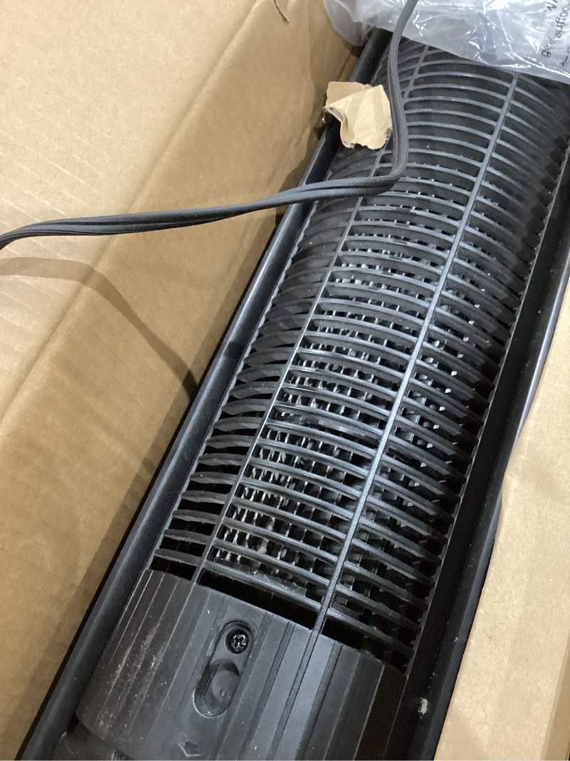 Condition photo showing As Is for dreo tower fan for bedroom, 2026 upgraded dc motor, 28ft/s high velocity, 20db ultra quiet standing fan, 8 speeds 4 modes, 90° oscillating bladeless fan for indoors, floor fans with remote, black
