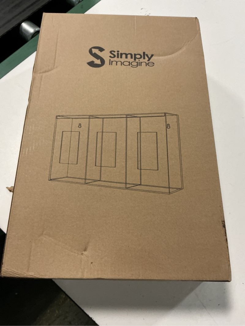 Condition photo showing New/Like New for simplyimagine triple clear acrylic glove box holder & hygiene dispenser station with dust lid - tabletop or wall mount organizer for face masks, wipes, and tissues - storage for office salon & garage