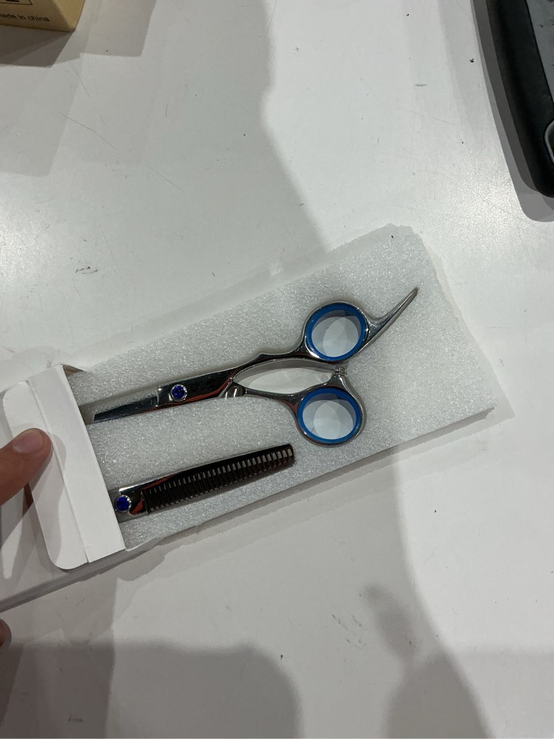 Condition photo showing Good Condition for hair cutting scissors thinning shears kit ulg professional barber hairdressing texturizing salon razor edge scissor japanese stainless steel 6.5 inch silver