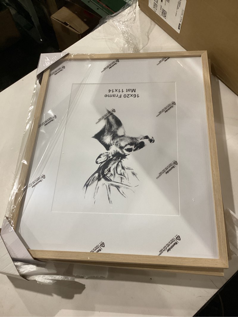 Condition photo showing New/Like New for Yaetm 16x20 Picture Frame Matted to 11x14 Set of 4, Walnut Brown, Solid Wood 16x20 Frame for Photos, Posters & Art Prints, Horizontal and Vertical Wall Mount (4 pack, Walnut) 16"x20", 4 pack Walnut