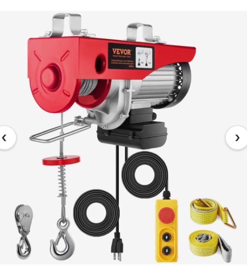  vevor electric hoist 1760lbs with 14ft wired remote control, electric hoist 110 volt with 40ft single cable lifting height & pure copper motor, for garage warehouse factory