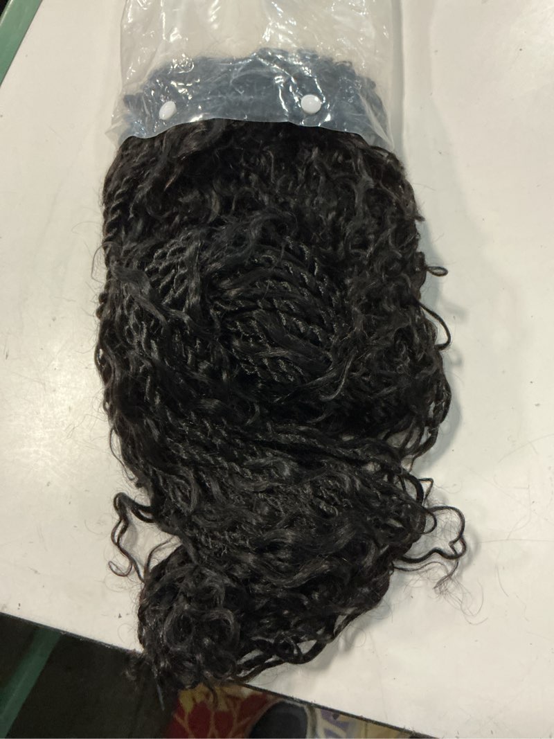 Condition photo showing As Is for toyotress boho island twist human hair curls - 20 inch 8 packs miracle knots crochet hair for black women pre-looped crochet braids natural black braiding hair extensions (20 inch, 1b-8p) 20 inch (pack of 8) 1b