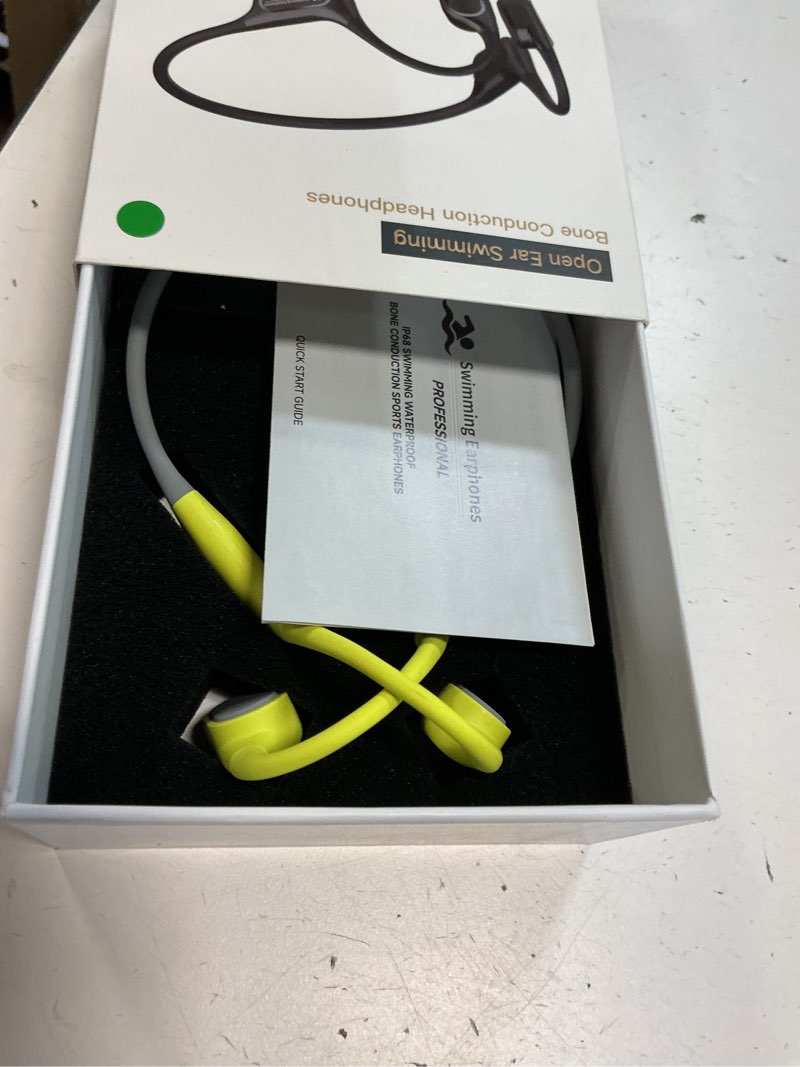 Condition photo showing Good Condition for swimming headphones ip68 waterproof, open ear bone conduction underwater headphones bluetooth 5.4& mp3 with 32gb memory card, soft/skin/lightweight sound swim earbuds-surfaudio(green