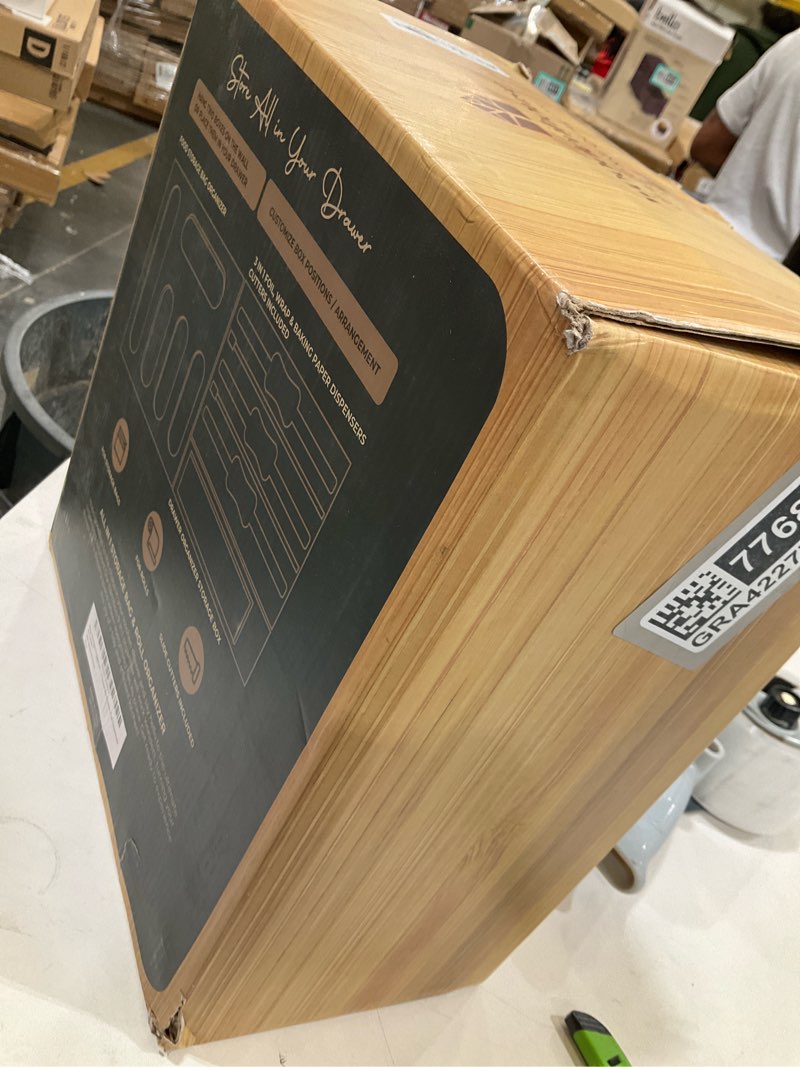 Condition photo showing As Is for Kitchen Drawer Organizer, 9 in 1 Sandwich Storage Bag Organizer & Foil Wrap Dispenser - Fits Gallon, Quart, Snack - Plastic Bag Storage for Kitchen Organization [Measure Your Drawer Before Ordering] Foil and Plastic Wrap