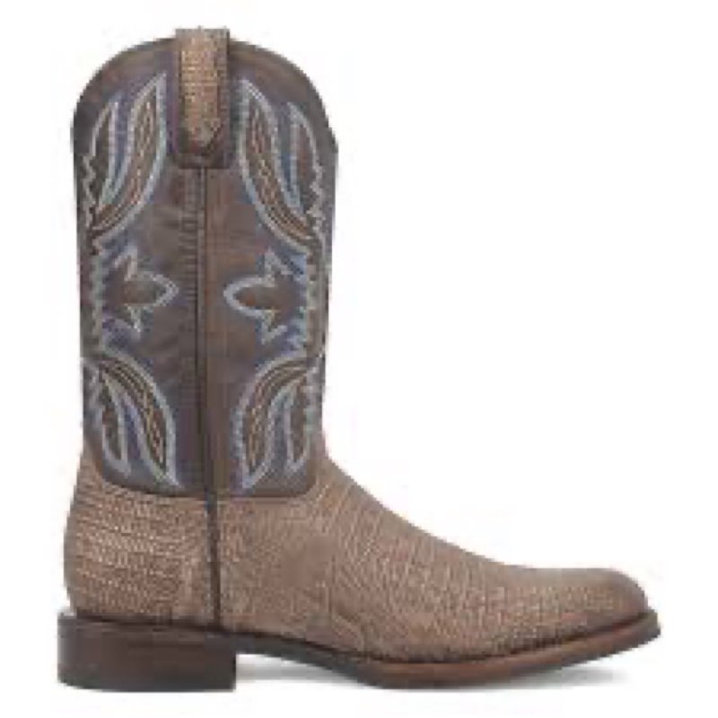 dingo boots mens saw buck embroidered lizard print round toe casual boots mid calf - brown - size 12