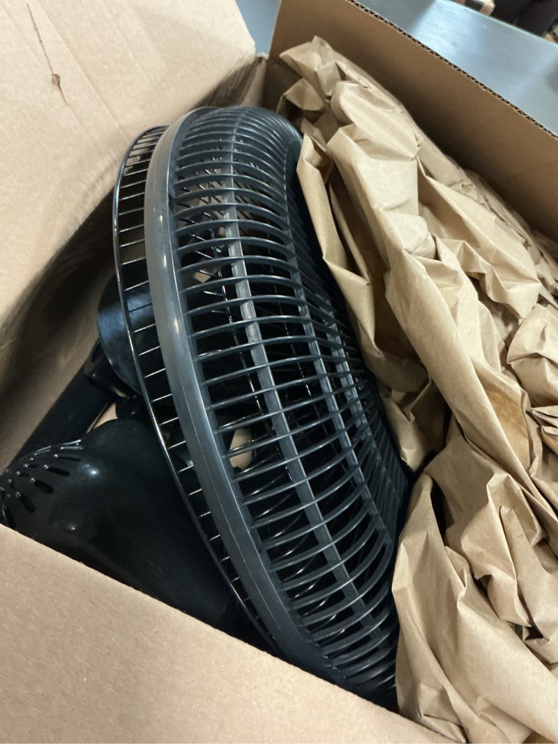 Condition photo showing As Is for ez-chill 16” oscillating pedestal fan, 3-speed options, 90-degree oscillating head, adjustable height and tilt, powerful air flow, black, mtfs-16b-blk