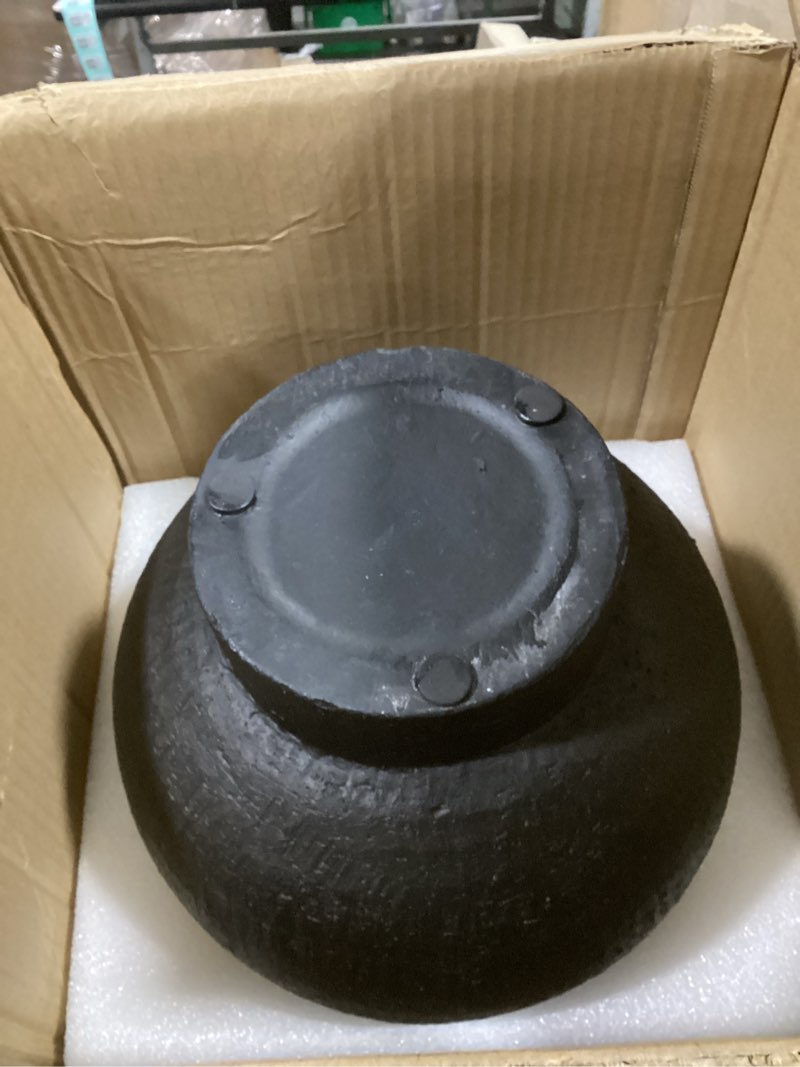Condition photo showing As Is for large ceramic vase, 11.6 inch rustic farmhouse decorative flower vase big pottery terracotta vase for home decor, table centerpiece, living room, floor, bathroom, wedding (black)