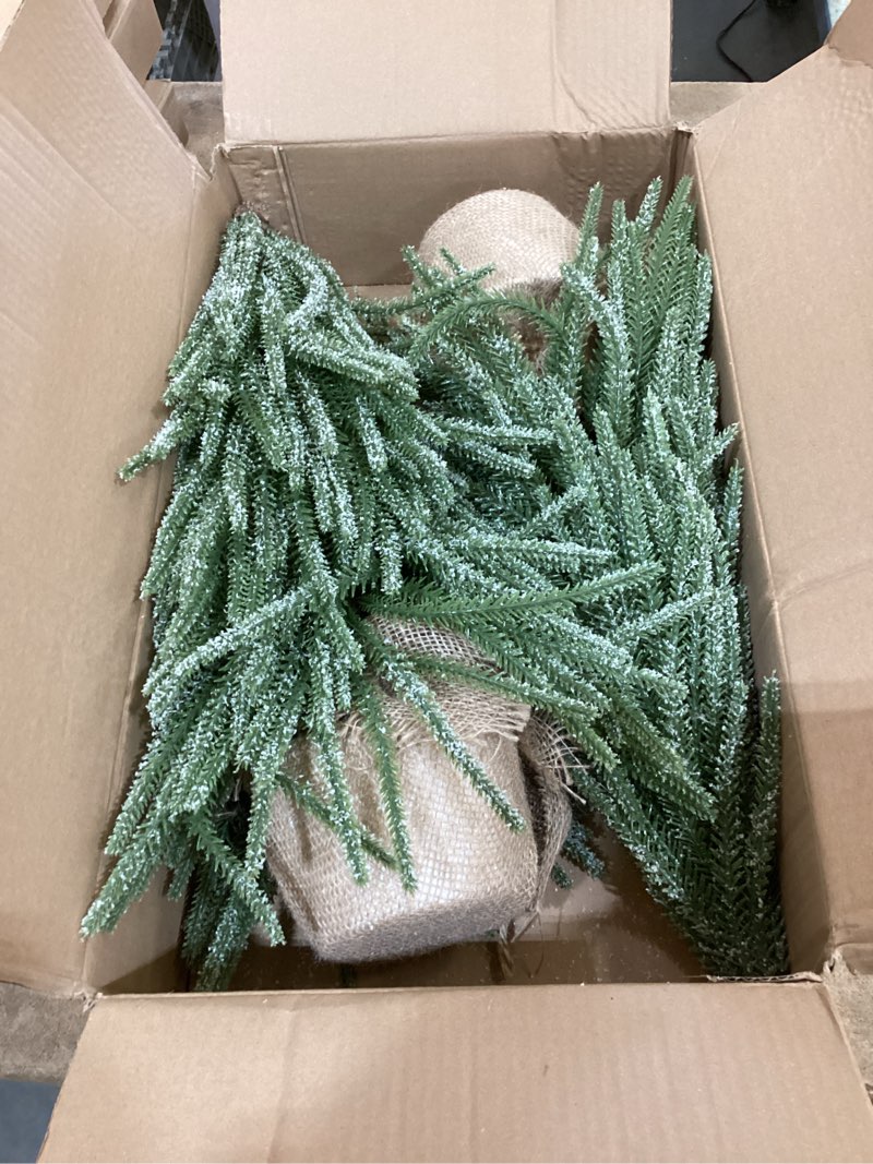 Condition photo showing As Is for 2 pcs mini christmas tree 20-inch artificial green snowflake pine christmas tree decoration indoor outdoor bedroom kitchen fireplace table decor winter store office coffee shop decoration