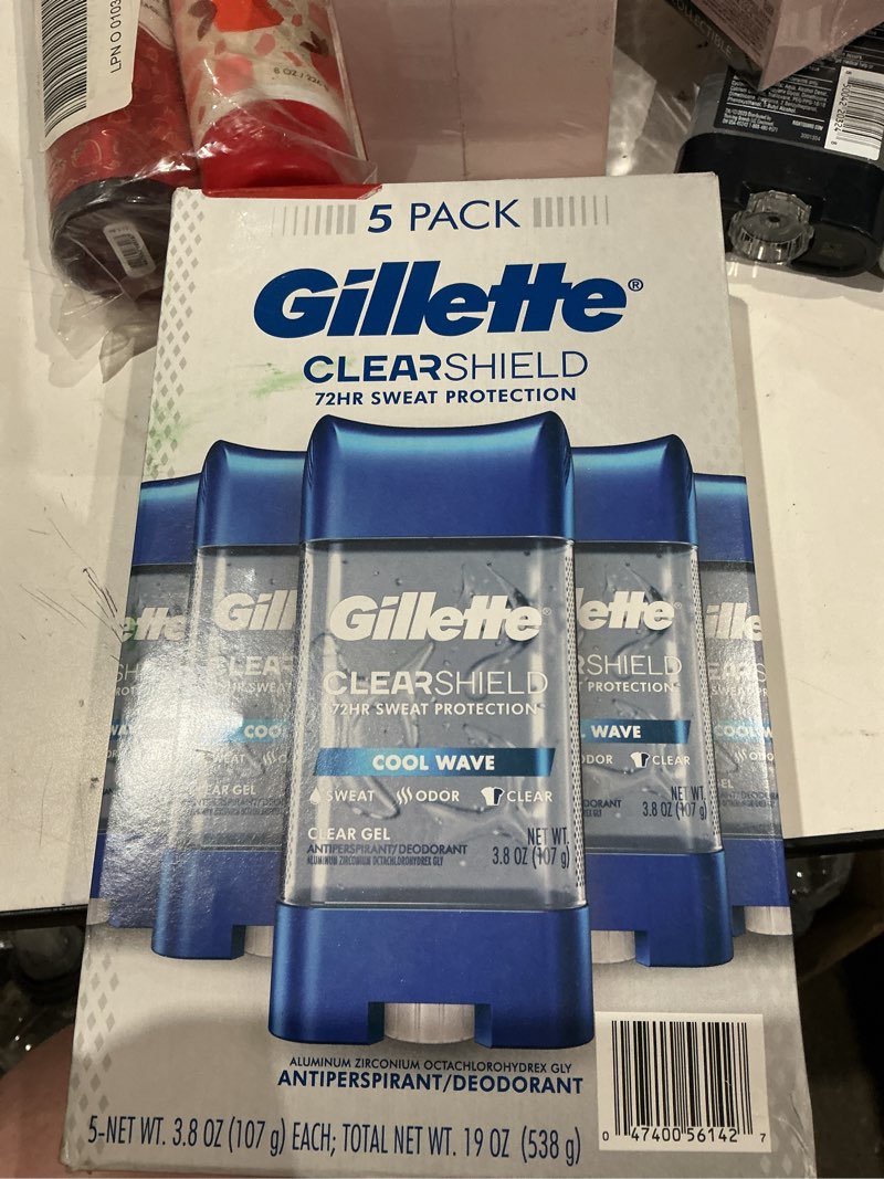 Condition photo showing Good Condition for gillette antiperspirant deodorant clear gel cool wave (5 x 108 g