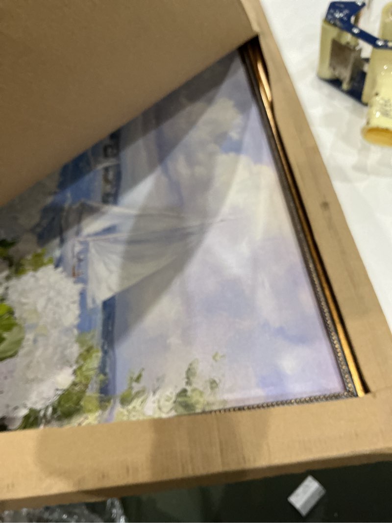 Condition photo showing Good Condition for large framed vintage wall art sailboat painting nautical seascape landscape canvas print hydrangea flower pictures summer poster antique lake house decor for living room bedroom office 24x36inch 24"l x 36"w style-4