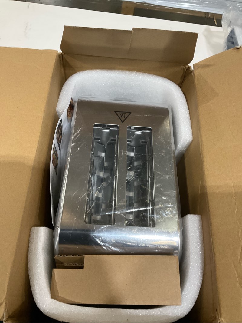 Condition photo showing As Is for Toaster 2 Slice, Consciot Smart Touch Screen Toasters with 6 Browning Levels, Timer, Reheat/Defrost/Cancel, Extra-Wide Slots, Removable Crumb Tray, Auto Pop-up & Anti Jam, Peak 925W, Stainless Steel