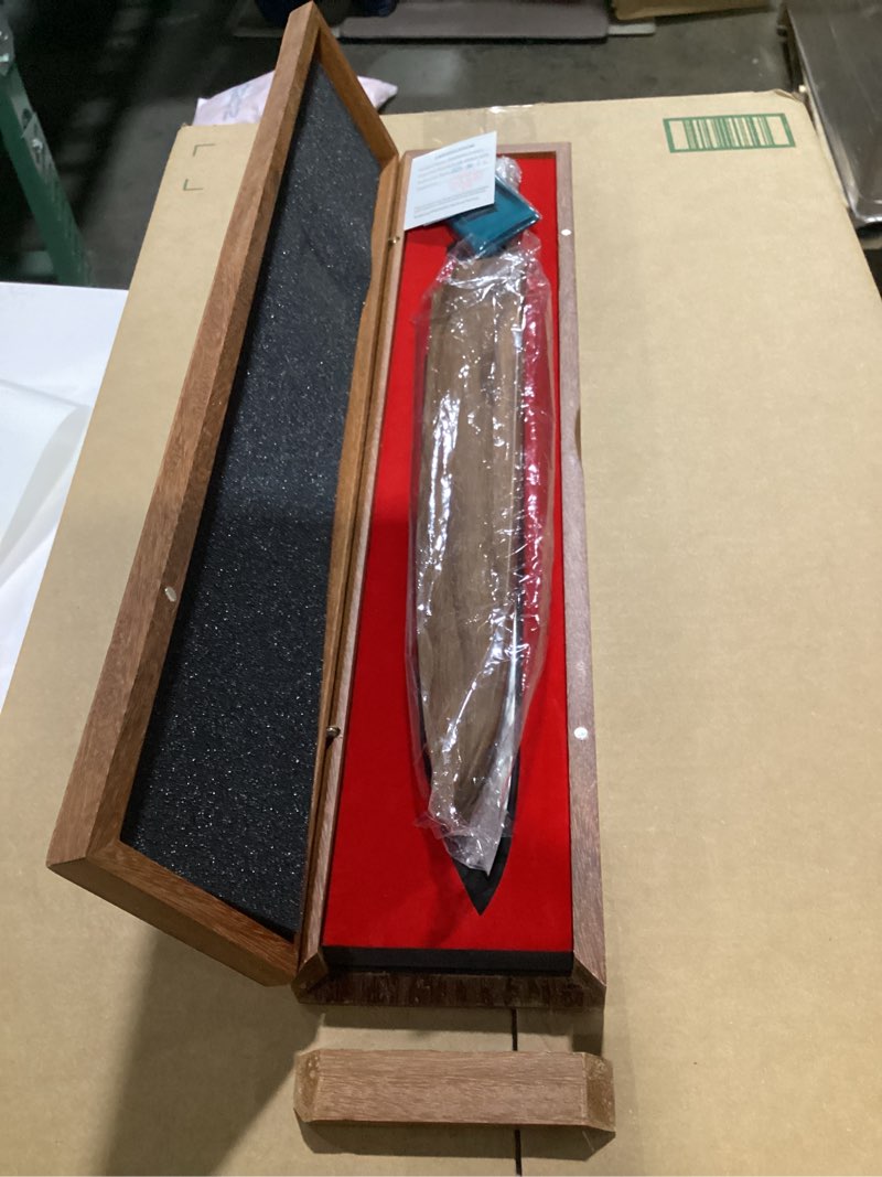 Condition photo showing Good Condition for FINDKING Prestige Series Yanagiba Knife with Walnut Cover, Japanese SKD11 Damascus Steel Blade, Ebon