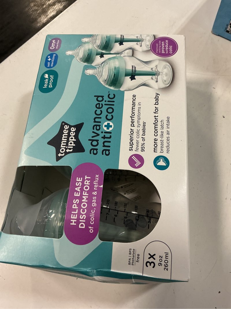Condition photo showing New/Like New for tommee tippee advanced anti-colic baby bottle set - 9oz/3pk